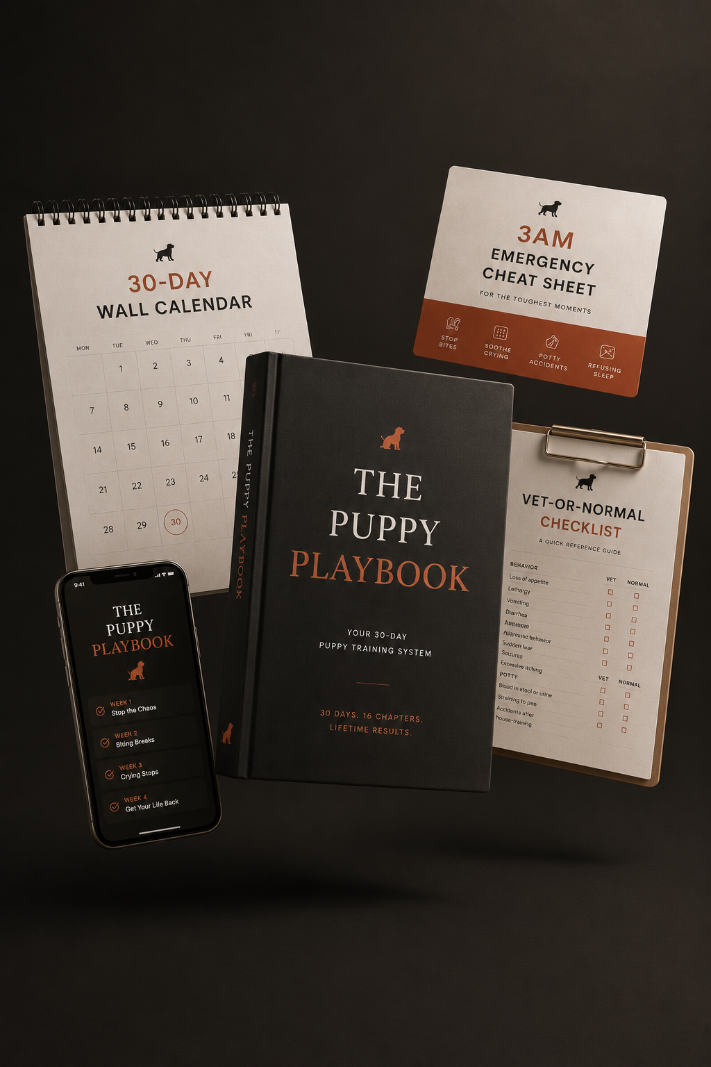 The Puppy Playbook book and bonus printables mockup
